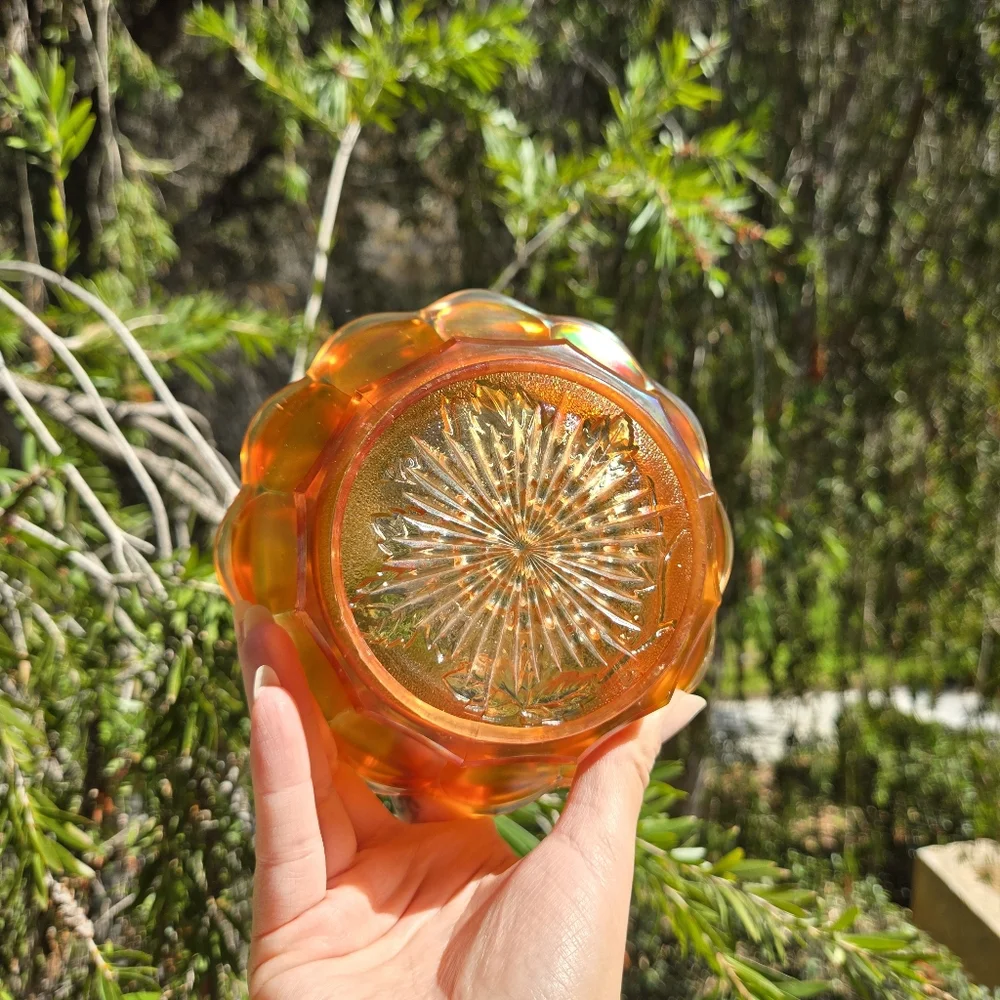 Antique Imperial Heavy Grape Marigold Carnival Glass‎ Bowl Antique Catchall Dish